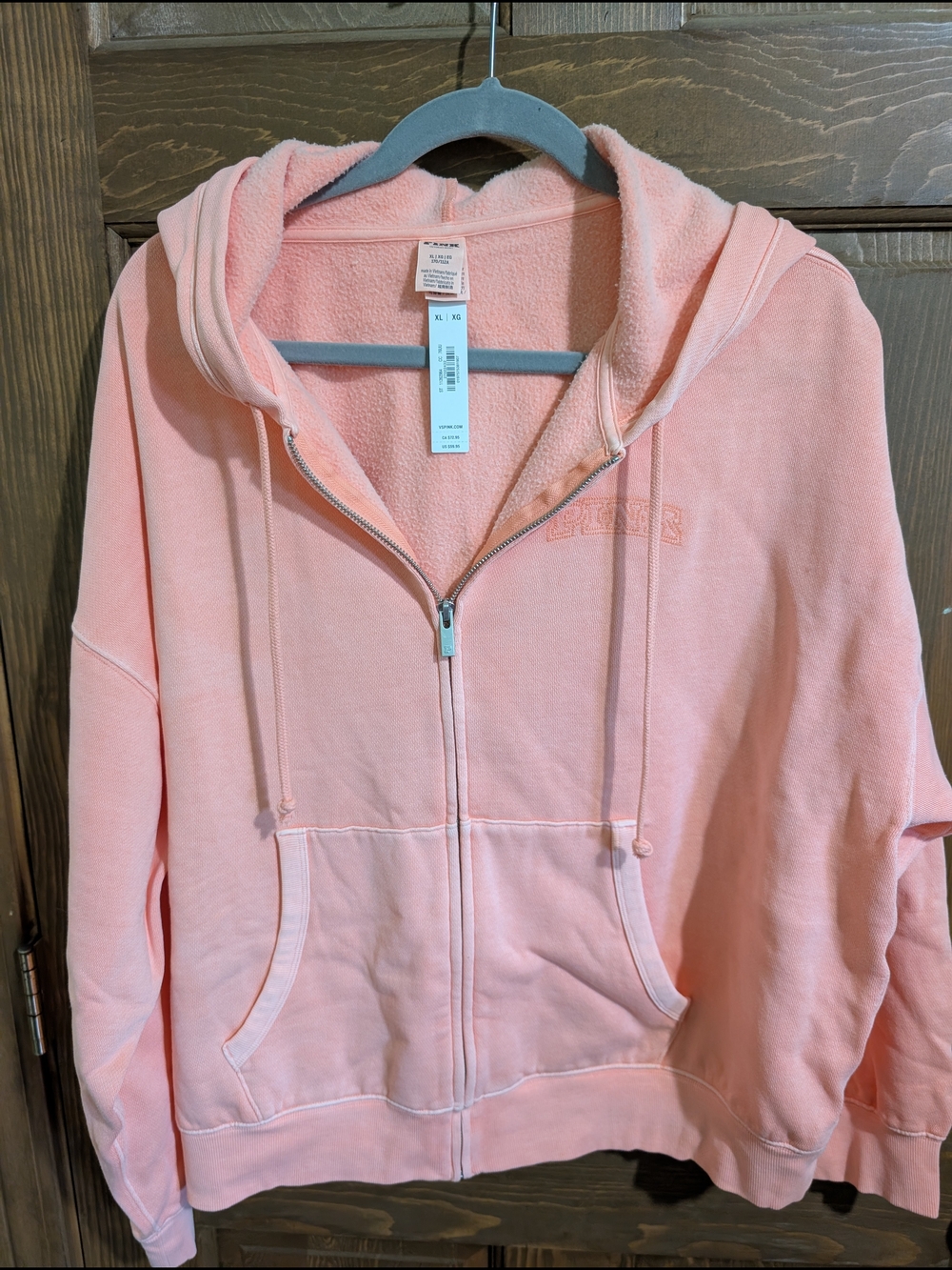 NWT PINK Victoria's Secret Light Orange Full-Zip Hoodie